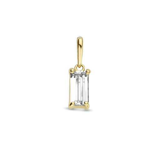 Gouden staafhangertje met zirkonia - 14 karaat goud, Sieraden, Tassen en Uiterlijk, Kettinghangers, Nieuw, Goud, Goud, Overige voorstellingen