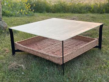 Vintage design rotan jaren 50 salontafel beschikbaar voor biedingen