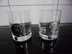 Vintage Wisky Glazen Bagerei Helsinki-reeks met tinnen munt, Ophalen of Verzenden, Zo goed als nieuw, Borrel- of Shotglas