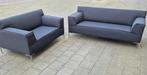 Design On Stock Bloq Bank 2,5 + 1,5 stof antraciet stof zgan, Driepersoons, 75 tot 100 cm, Zo goed als nieuw, 200 tot 250 cm