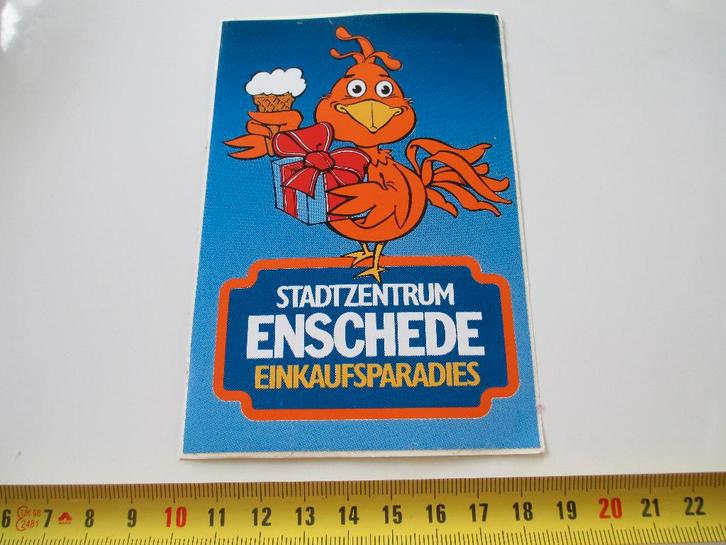 sticker Stadtzentrum ENSCHEDE einkaufsparadies, Verzamelen, Stickers, Zo goed als nieuw, Ophalen