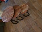 3 delig set salontafels acaciahout, Ophalen, 50 tot 100 cm, Rond, 50 tot 100 cm