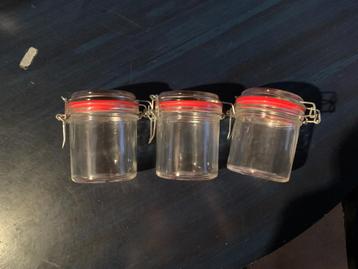 3x glazen weckpotje; 8 cm doorsnee, 10 cm hoog; NIEUW beschikbaar voor biedingen