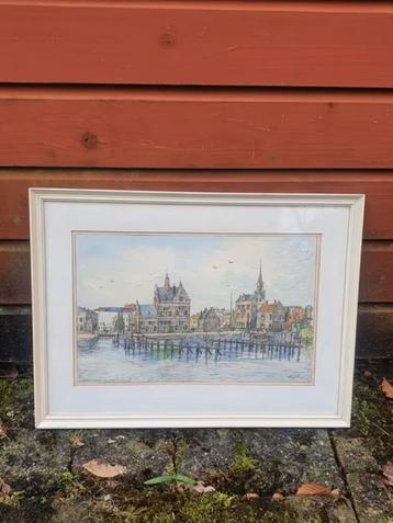 orig. tekening Zaandam Haven Arie Twisker (1911-1957) beschikbaar voor biedingen