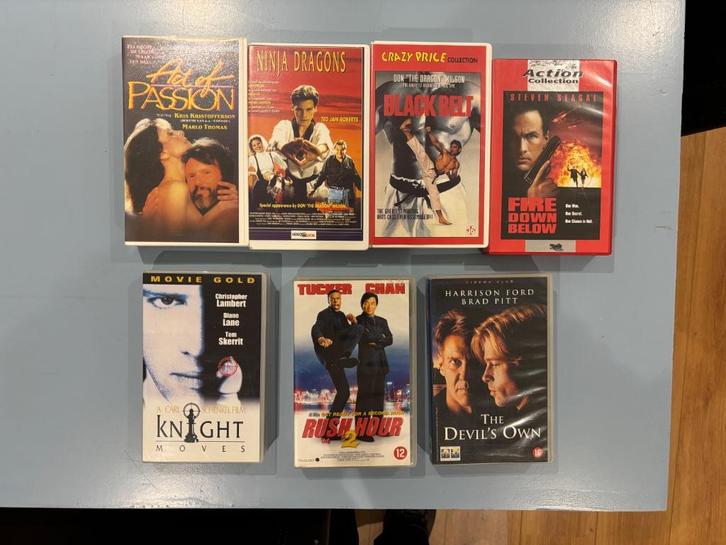 VHS actie misdaad thriller videobanden 7 stuks, Cd's en Dvd's, VHS | Film, Gebruikt, Actie en Avontuur, Vanaf 16 jaar, Ophalen
