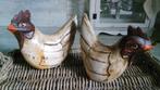 2 rustieke vintage houten kippen figuren decoratie Pasen, Ophalen of Verzenden