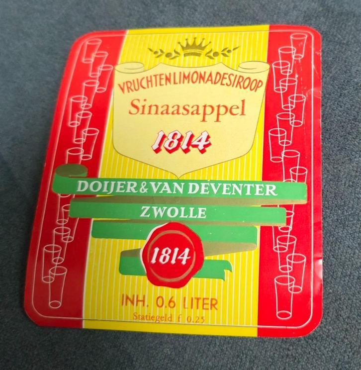 484)ETIKET ZWOLLE DOIJER & VAN DEVENTER SINAASAPPEL, Verzamelen, Merken en Reclamevoorwerpen, Gebruikt, Overige typen, Ophalen of Verzenden