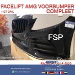 W205 C205 FACELIFT C43 AMG VOORBUMPER + GT GRIL ZWART 2018-2, Gebruikt, Voor, Mercedes-Benz, Ophalen of Verzenden