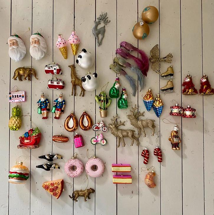 Leuke kleurige kerstboomversiering, ruim 50 stuks, Diversen, Kerst, Zo goed als nieuw, Ophalen