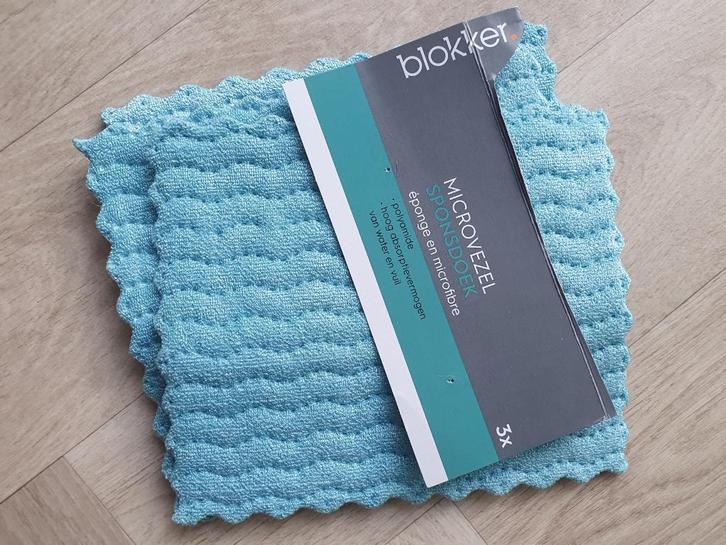3x microvezel sponsdoekje van Blokker: nieuw, Huis en Inrichting, Keuken | Textiel, Nieuw, Overige typen, Blauw, Verzenden