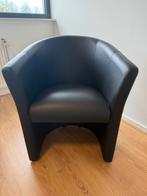 Zwarte leren fauteuil - als nieuw!, Huis en Inrichting, Fauteuils, Ophalen, Minder dan 75 cm, Leer, Zo goed als nieuw