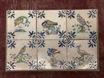 6 stuks gekleurde vogels 17e eeuws antieke wandtegels, Antiek en Kunst, Antiek | Wandborden en Tegels, Ophalen