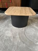 Salontafel travertin 60x60 met zwarte mangohout poot, Info@savoireinteriors.com, Japandi, 50 tot 100 cm, Vierkant