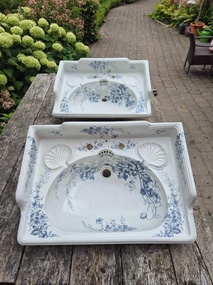 Set van 2 art nouveau wastafels bloemen The Oceanic, Antiek en Kunst, Antiek | Overige Antiek, Ophalen