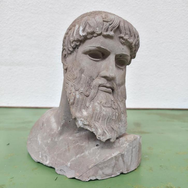 Portretkop beeld, buste Neptunus of Poseidon van Artemision, Verzamelen, Beelden en Beeldjes, Gebruikt, Fantasy, Ophalen of Verzenden