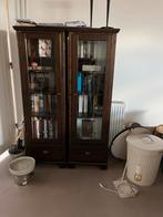 2 x IKEA Hemnes vitrinekast - donkerbruin/zwart, Ophalen, Gebruikt, Klassiek, 50 tot 100 cm