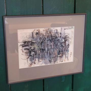 Louis Derijks Nozems 1964 pentekening in lijst beschikbaar voor biedingen