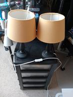 Twee schemerlampen met schakelaar. Hoogte 37 cm., Ophalen, Gebruikt, Rond, 25 tot 50 cm