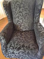Oorfauteuils zwart met motief, Huis en Inrichting, Fauteuils, Ophalen of Verzenden, Zo goed als nieuw, Minder dan 50 cm
