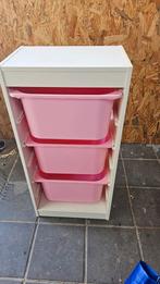 Trofast kast met 3 roze bakken., Ophalen, 50 tot 100 cm, Zo goed als nieuw, Minder dan 100 cm