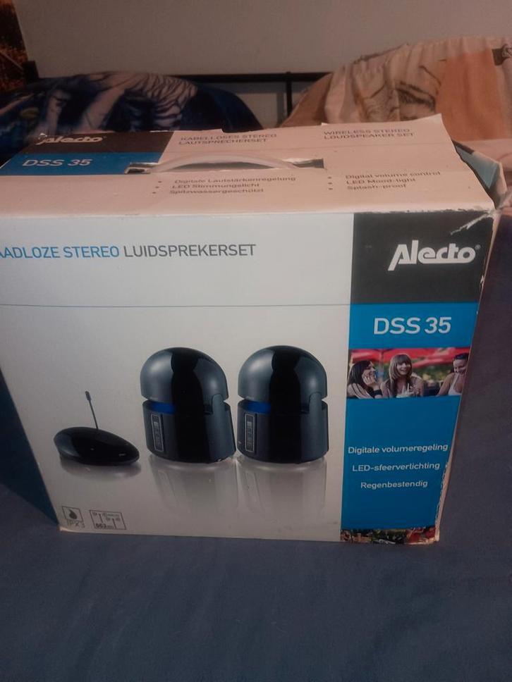 Alecto Draadloze Stereo Luidsprekerset DSS-35, Audio, Tv en Foto, Luidsprekers, Gebruikt, Front, Rear of Stereo speakers, Minder dan 60 watt