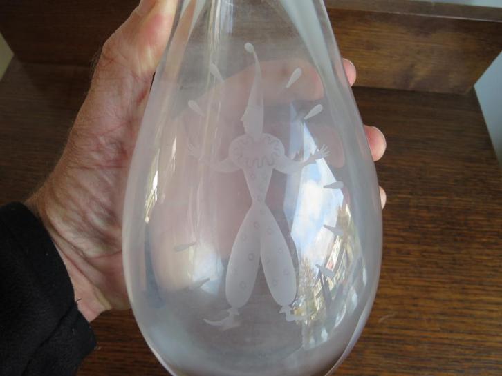 Orrefors Vaas met Clown -  jaren 1950 1960 Vicke Lindstrand, Antiek en Kunst, Antiek | Glas en Kristal, Ophalen of Verzenden
