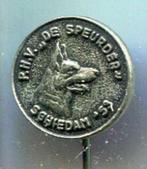 P.H.V. de Speurhond Schiedam '57 zilverkl spelde ( H_091a ), Verzamelen, Speldjes, Pins en Buttons, Nieuw, Dier of Natuur, Speldje of Pin