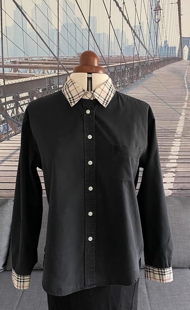 BURBERRY vintage blouse-XL, Kleding | Dames, Blouses en Tunieken, Gedragen, Maat 46/48 (XL) of groter, Zwart, Ophalen of Verzenden
