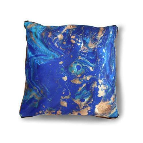 Plaid pillow blue marble kussen met plaid, Huis en Inrichting, Woonaccessoires | Kussens, Nieuw, Blauw, Vierkant, Ophalen of Verzenden