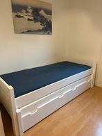 Bed, wit, massief hout, met opbergruimte en extra bed, Huis en Inrichting, Slaapkamer | Bedden, Ophalen, Gebruikt, 90 cm, Eenpersoons