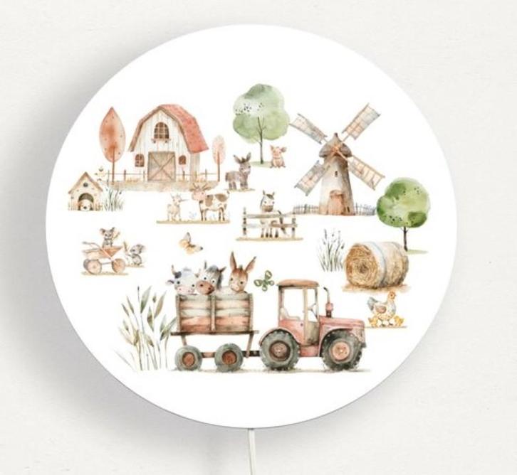Ronde Wandlamp Boerderij Little Dreamzzz 30 cm (Ø), Kinderen en Baby's, Kinderkamer | Inrichting en Decoratie, Nieuw, Wanddecoratie