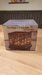 Houten theelichthouder met glas, Ophalen, Zo goed als nieuw