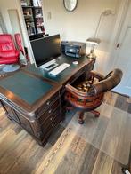 Engelse stijl bureau (partnerdesk) + bureaustoel, Huis en Inrichting, In hoogte verstelbaar, Gebruikt, Ophalen, Bureau