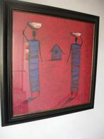 groot schilderij met Afrikaanse afbeelding, Ophalen of Verzenden, Zo goed als nieuw, Schilderij, 75 tot 100 cm