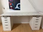 Custom IKEA Alex bureau met EKBACKEN werkblad – marmer look, Ophalen, Bureau