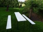 Set bierbanken met biertafel picknicktafel gebruikt 2m20 50, Ophalen, Gebruikt, Inklapbaar, Rechthoekig