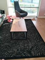 Prachtige salon tafel massief eikenhout met staal, Ophalen, 100 tot 150 cm, Eikenhout, 50 tot 100 cm