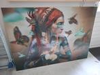 Plexiglas Foto Vrouw met Vlinders, Huis en Inrichting, Ophalen, Gebruikt, 125 cm of meer, Foto of Poster
