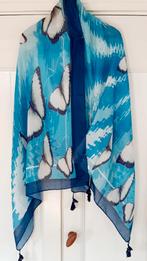 Nieuwe vlinder sjaal wit met div.kleuren blauw voelt prima, Nieuw, Maat 38/40 (M), Ophalen of Verzenden, Sjaal