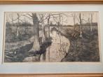 Grote mooie ets boslandschap Paul van der Ven 1892 - 1972, Antiek en Kunst, Ophalen of Verzenden