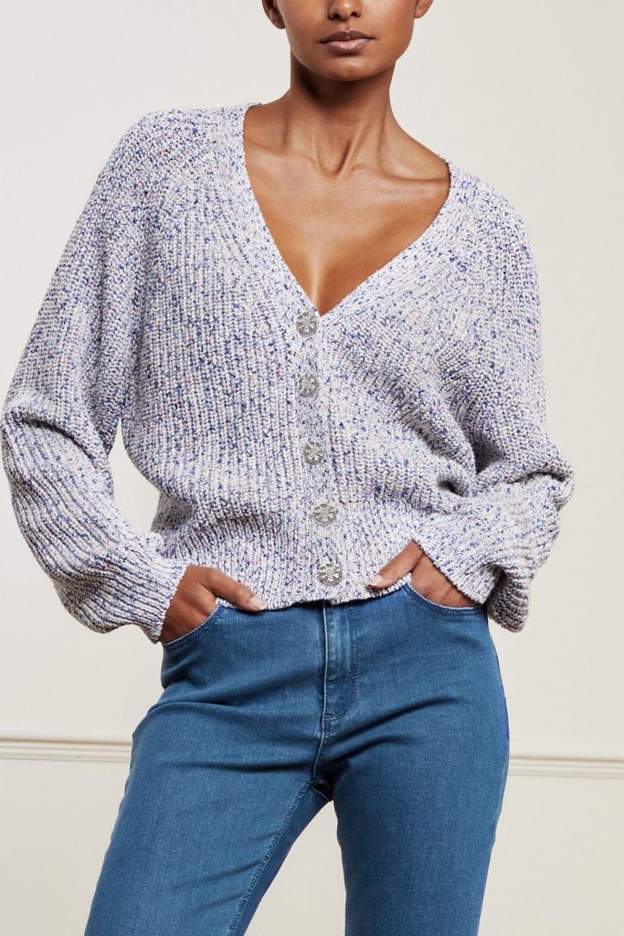 FABIENNE CHAPOT confetti cardigan maat M ZGAN, Kleding | Dames, Truien en Vesten, Zo goed als nieuw, Maat 38/40 (M), Blauw, Ophalen of Verzenden