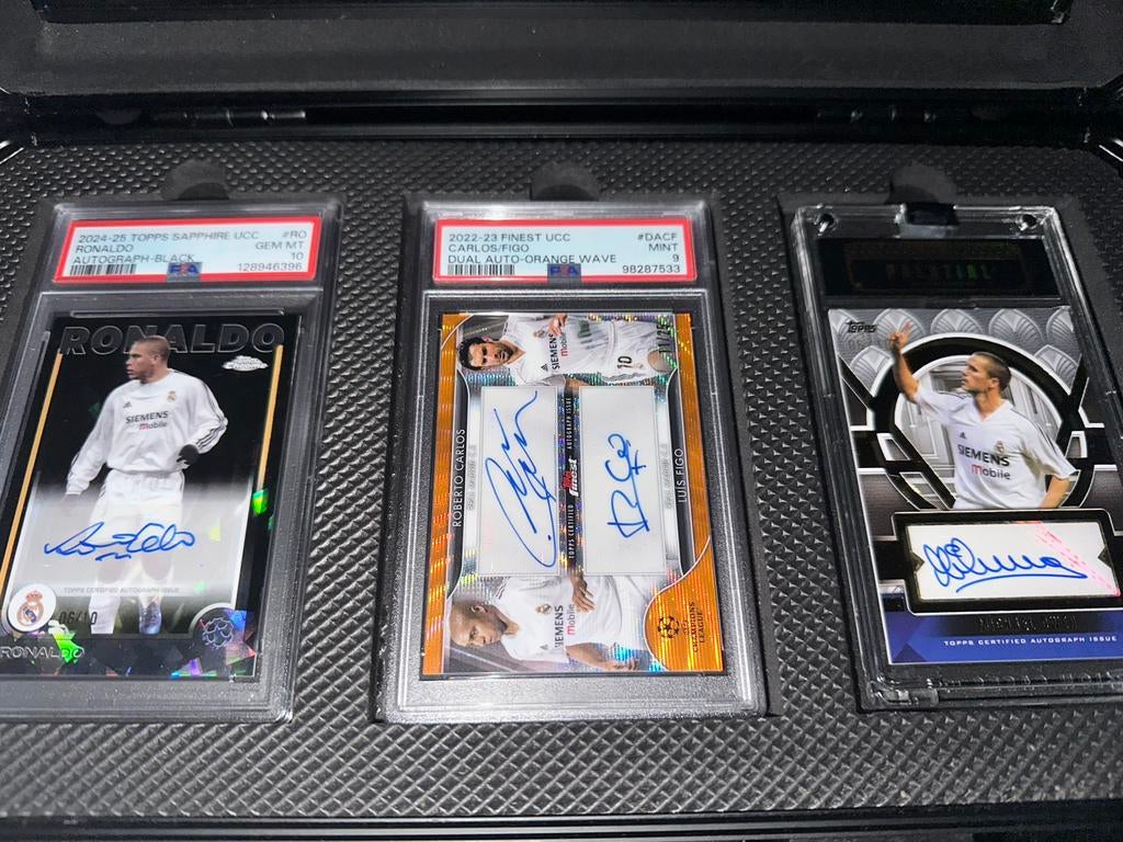 Ronaldo, Figo, Roberto Carlos, Owen Real Madrid 02/03’ Topps, Hobby en Vrije tijd, Verzamelkaartspellen | Yu-gi-Oh!, Zo goed als nieuw