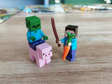 Lego Minecraft foilpack Steve, zombie en varken beschikbaar voor biedingen