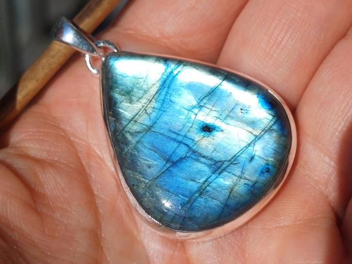 Vanoli - 925 zilveren kettinghanger met labradoriet, Sieraden, Tassen en Uiterlijk, Kettinghangers, Nieuw, Zilver, Overige kleuren