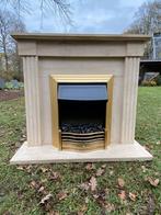 Dimplex elektrische haard met gouden rand en stenen schouw, Huis en Inrichting, Ophalen, Zo goed als nieuw, Vrijstaande haard
