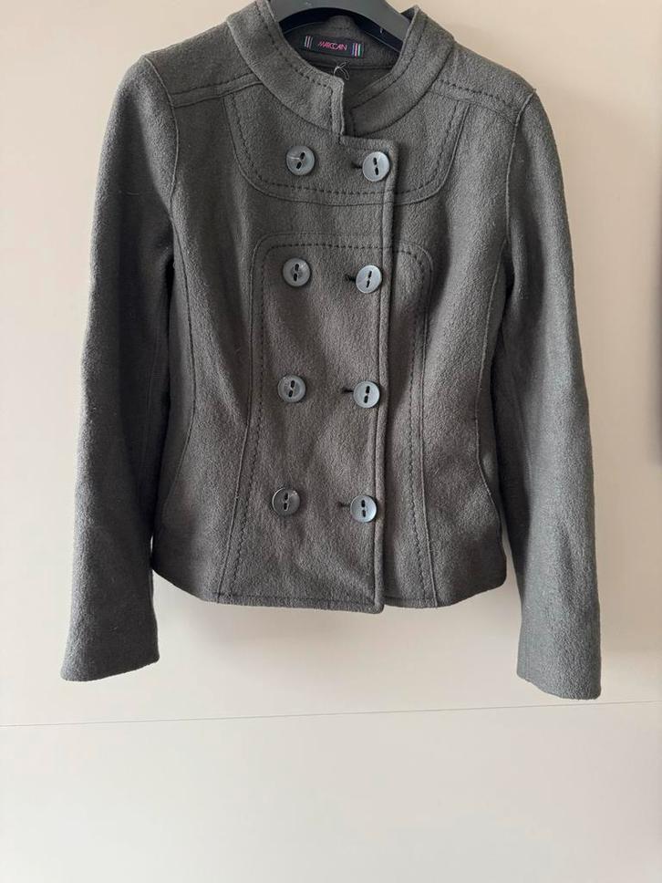 Marc Cain wollen jasje - Taupe - Getailleerd mt N3, Kleding | Dames, Jassen | Zomer, Zo goed als nieuw, Maat 38/40 (M), Bruin