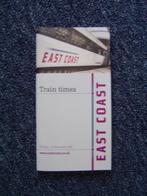 Timetable East Coast trains / treinen in Groot Brittanië, Ophalen of Verzenden, Zo goed als nieuw, Trein, Kaart of Prent