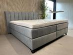 BOXPSRING MET LUXE HOOFDBORD 180 x 200 BLAUW GRIJS, Grijs, Ophalen of Verzenden, 180 cm, 200 cm