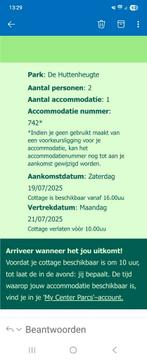 3 dagen centerparcs huttenheugte  19 tot 21 juli, Drie personen of meer