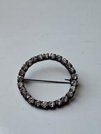 Vintage strass broche donker materiaal tin? 4.0x4.0, Overige materialen, 4 tot 7 cm, Gebruikt, Overige kleuren